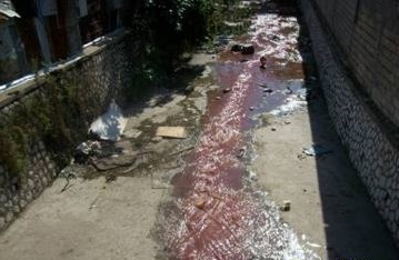 Blood Coloured Water in Gully